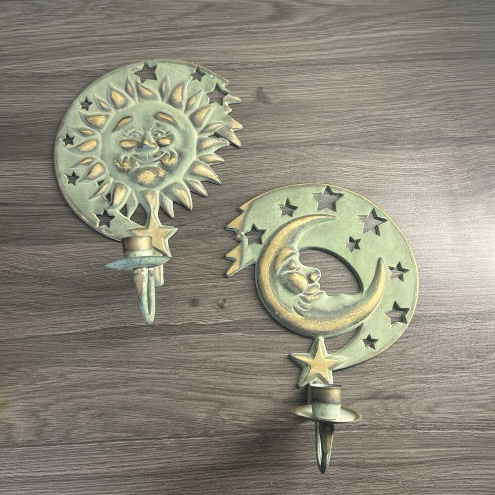 Celestial Sun Moon Stars Wall Sconces Candle Holders PartyLite 1994 Vintage